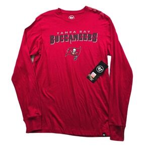 47 Brand Tampa Bay Buccaneers Shirt Mens Small Red Cotton Long Sleeve NFL Bucs